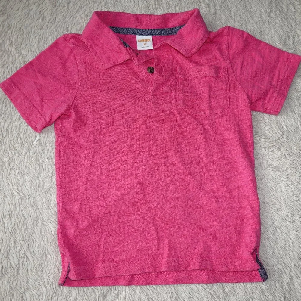 Boys Size 3T Pink Short Sleeve Gymboree Polo - 100% Cotton